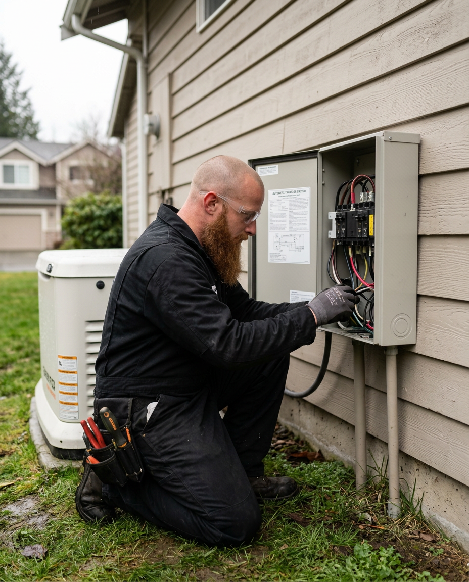 Residential whole-home standby generator installation