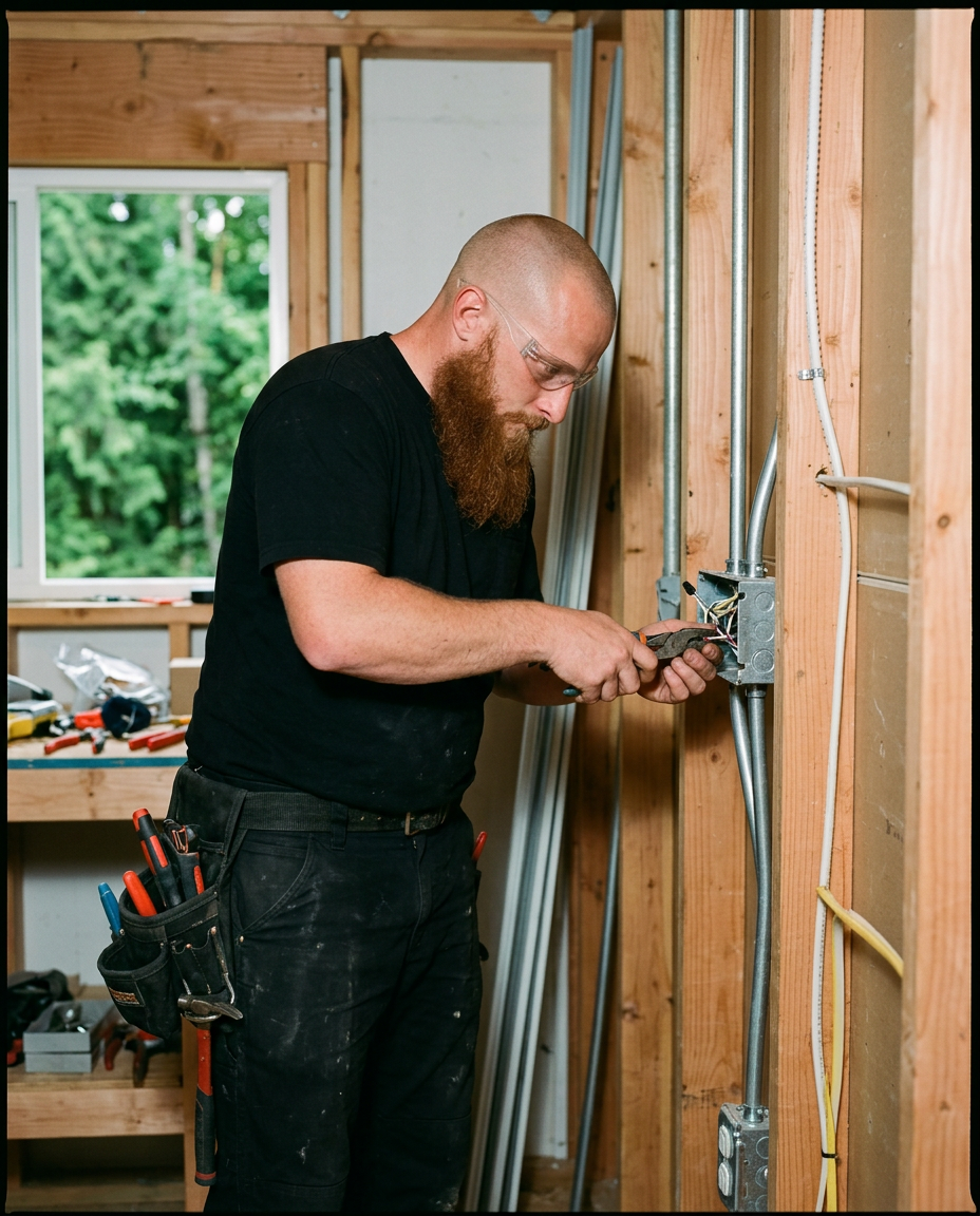 Electrical wiring in a rural residential workshop